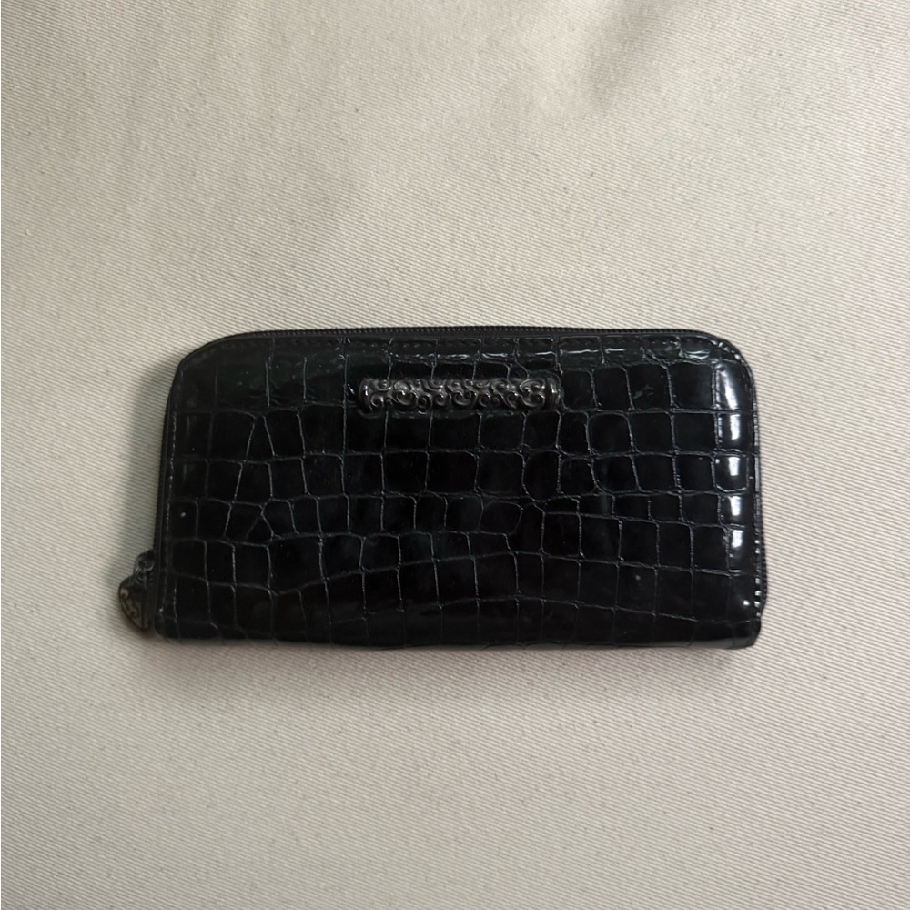 Classic Brighton Black Croc-Embossed Wallet Gently Used
